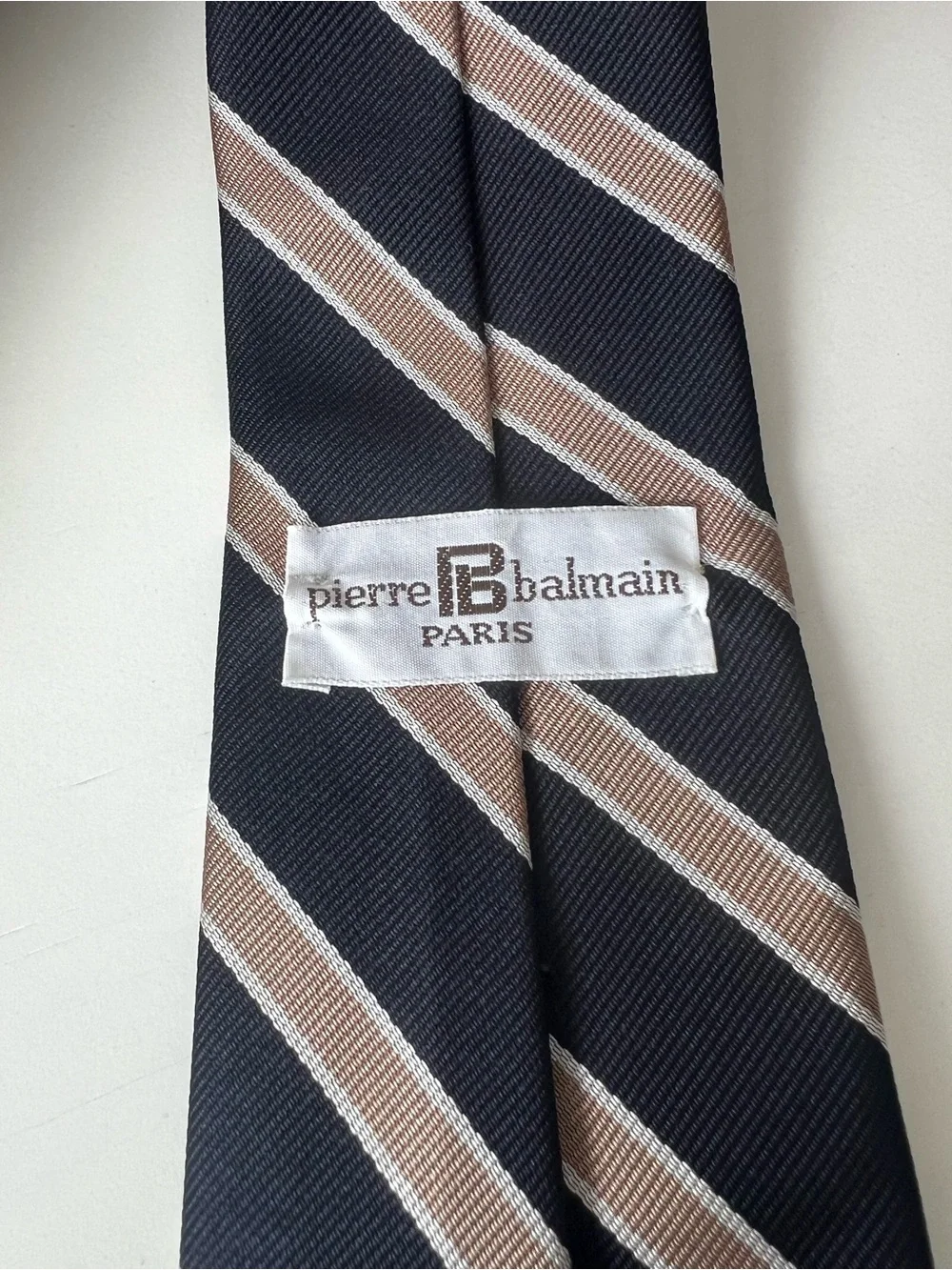 pierre balmain PARIS Classic Black and Brown Striped Men's Tie